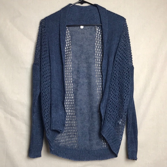 Margaret O'Leary Sweaters - Margaret O’Leary Blue Knit Netted Cardigan Size XS